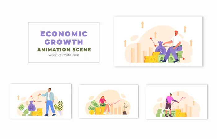 Economic Growth Vector Character Animation Scene